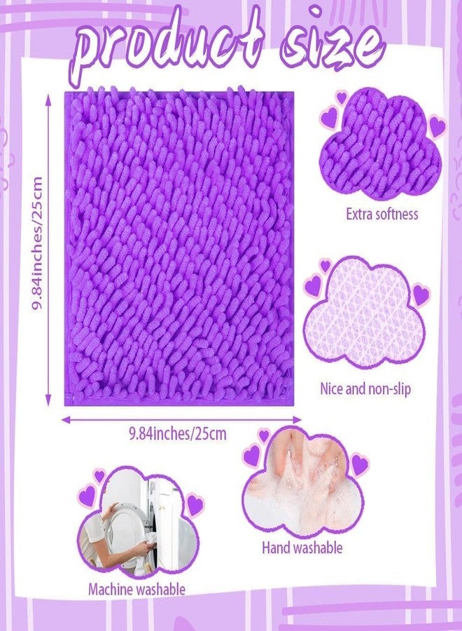 Gosodeny 10'' Locker Rug Purple School Cute Decor with Anti-Slip Backing Chenille Material Furry and Cute Style Locker Accessories - Image 2